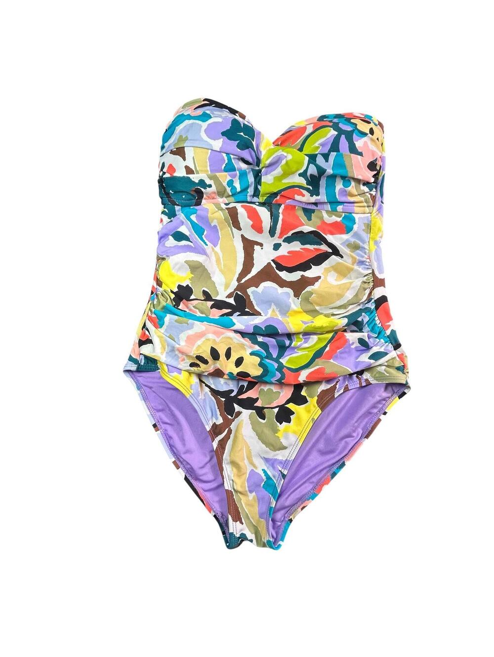 Trina Turk Multicolor Floral Strapless One-Piece in Lilac, Yellow, Green, Blue